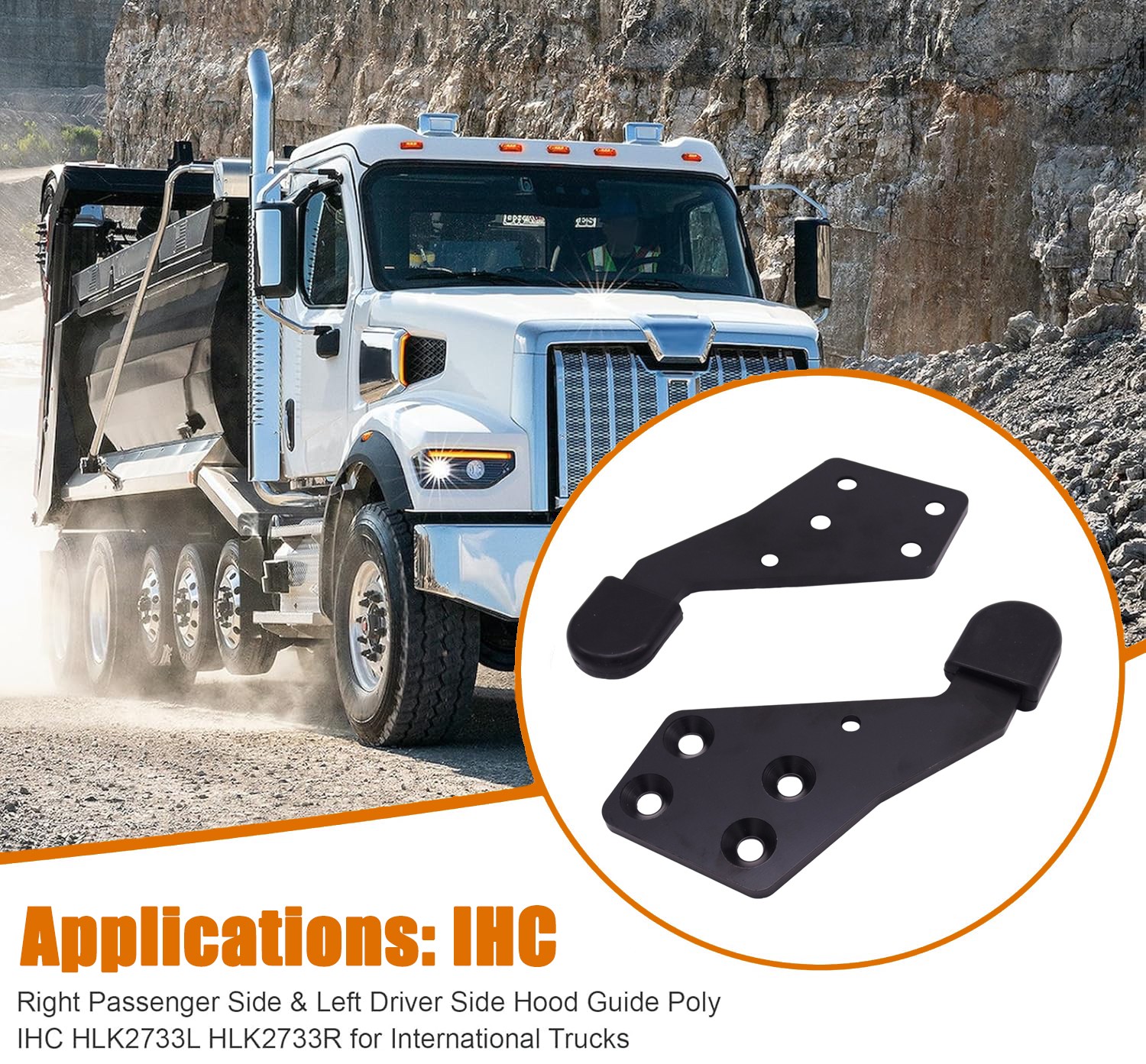 ✅Poly Hood Guide Left Right Set Fit International Trucks HLK2733L HLK2733R✅