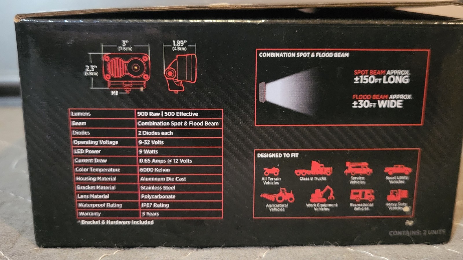 Trux TLED-U105 3″ RECTANGLE MINI COMBINATION SPOT & FLOOD LED WORK LAMPS NIOB