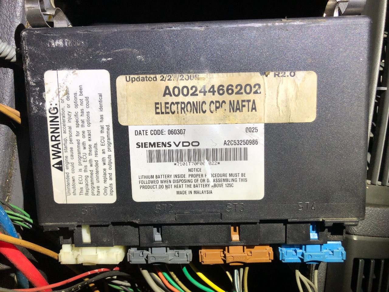 2008-2011 Freightliner CASCADIA Cab Control Module CECU – Used | P/N A0024466202