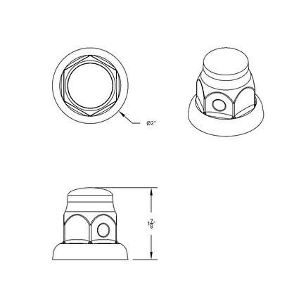 United Pacific 10043 Wheel Lug Nut Cover 32mm X 2″, Chrome, Steel, Tall, With Fl