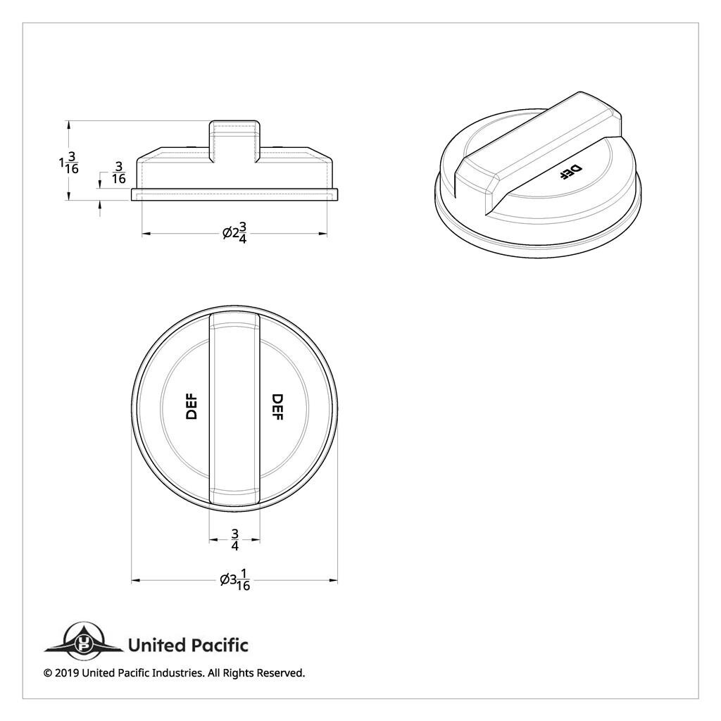 Chrome Plastic DEF Cap Cover For Peterbilt & Kenworth With 2-3/4″ Diameter Cap