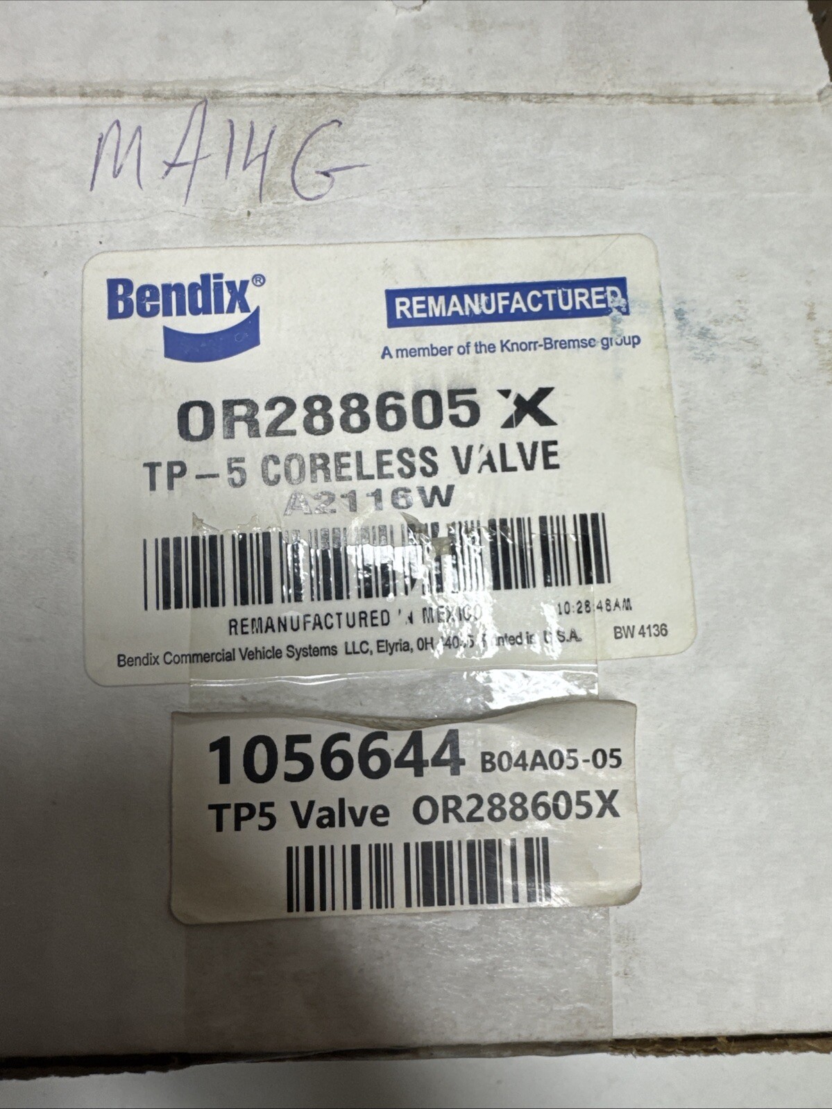 Bendix Coreless Valve TP-5 OR288605