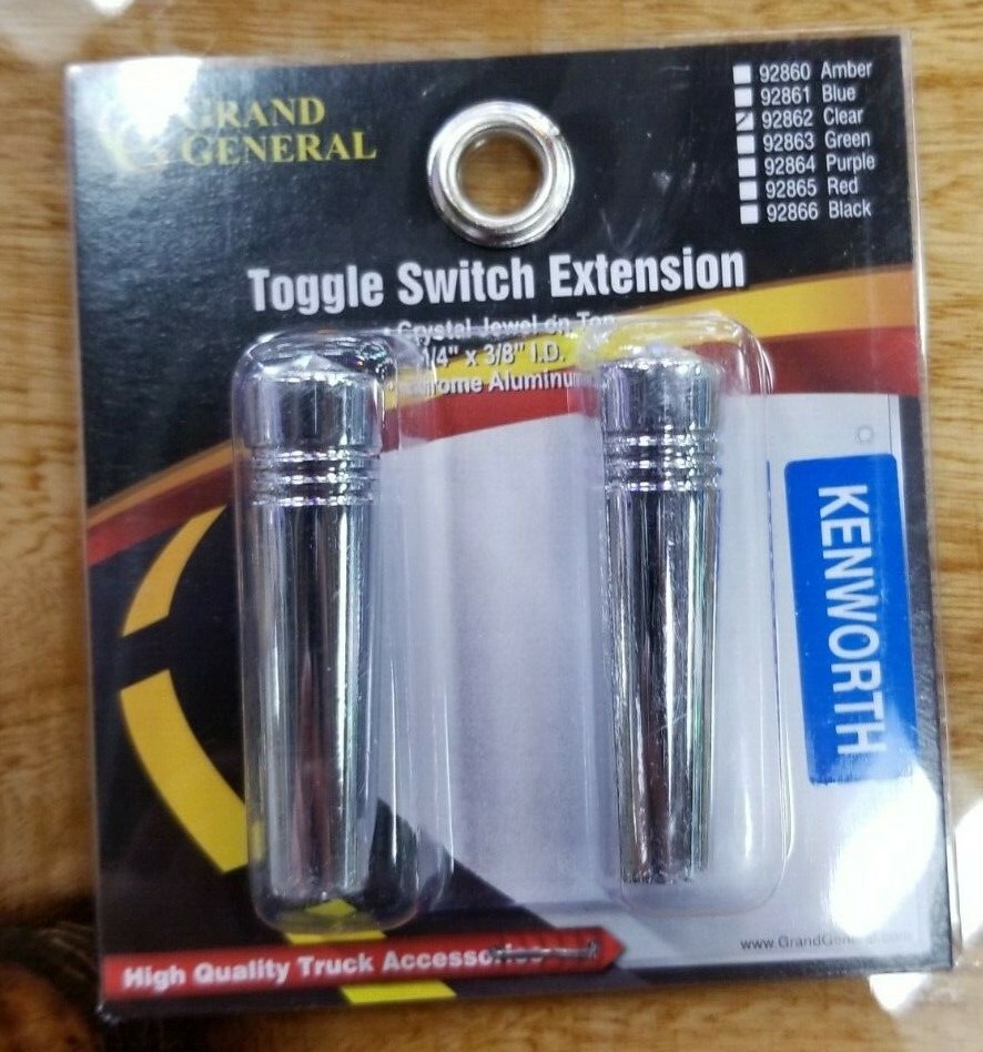 Toggle switch extension 2 1/4″ clear jewel chrome aluminum all Kenworth 92862
