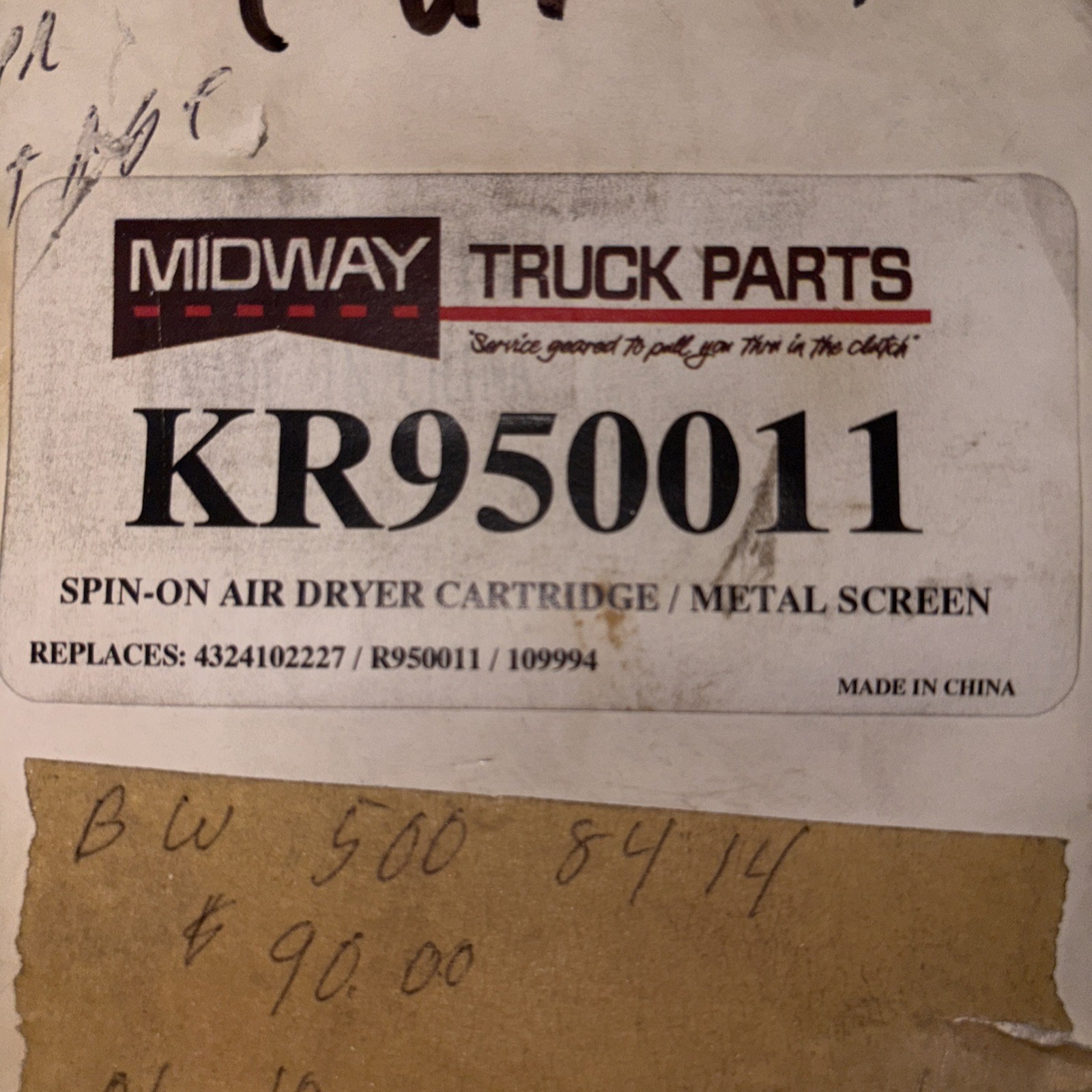 MTP Truck Pride Spin On Air Dryer Cartridge KR950011 Metal Screen New