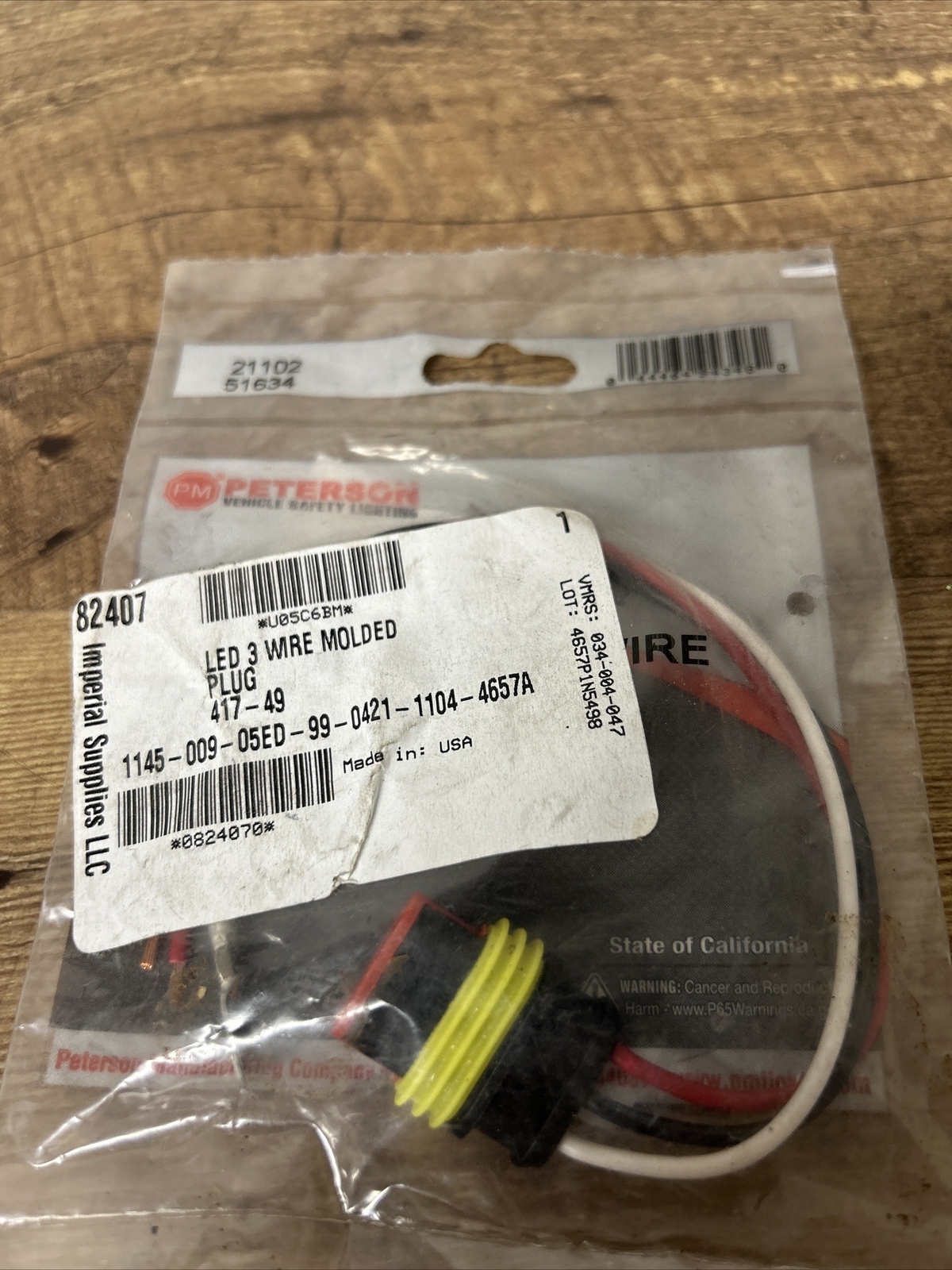 NOS Peterson Manufacturing 417-49 Stop & Tail Plug LED 3-Wire Imperial 82407