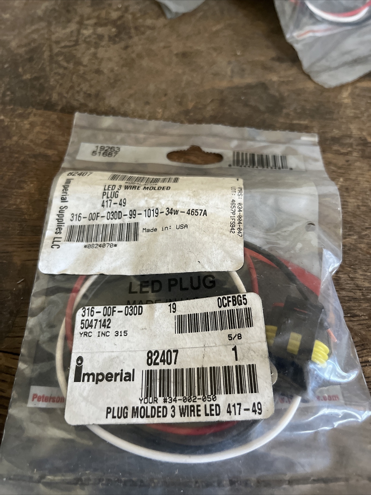 NOS Peterson Manufacturing 417-49 Stop & Tail Plug LED 3-Wire Imperial 82407