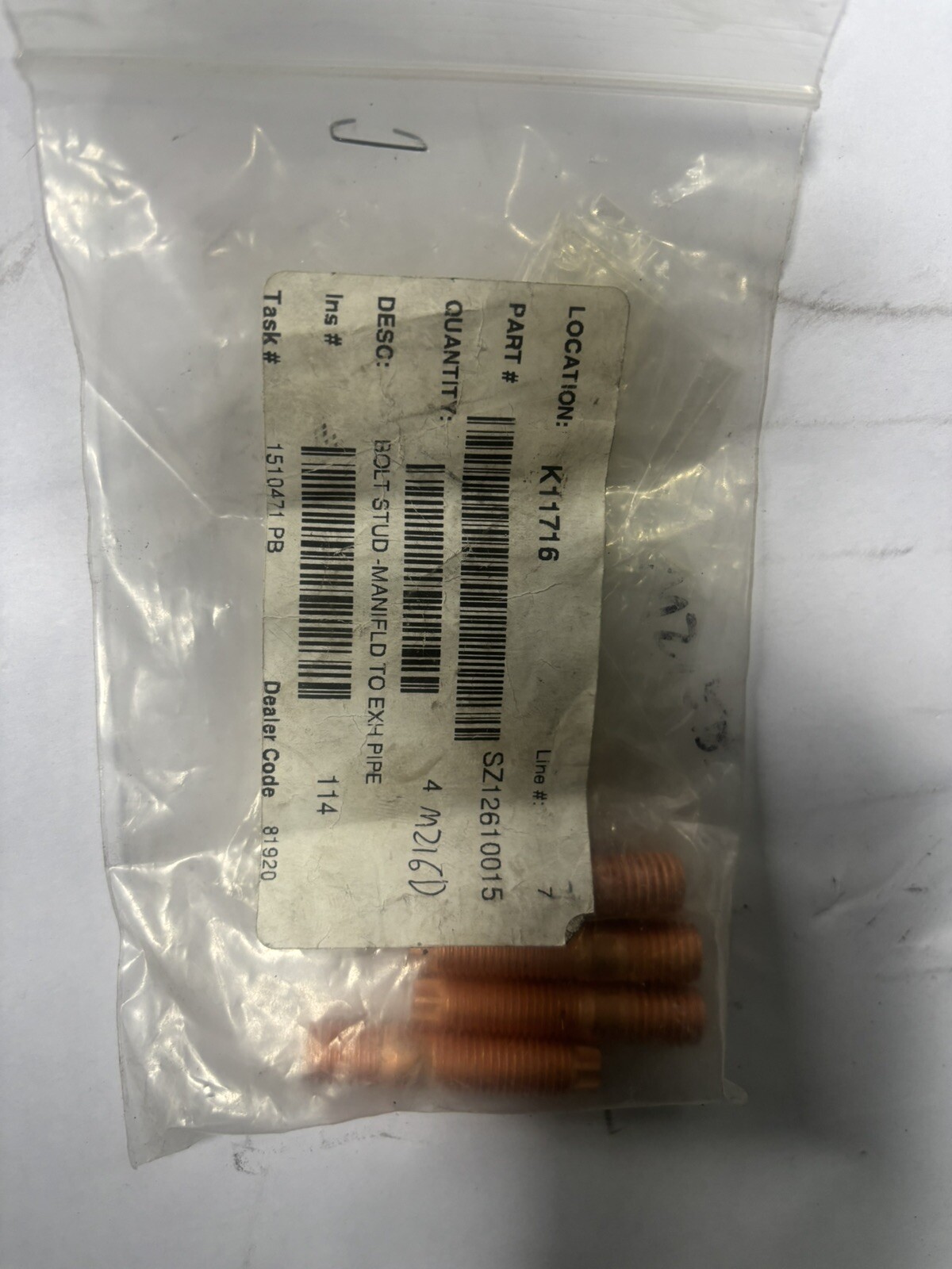 OEM HINO EXHAUST MANIFOLD TO PIPE STUDS SET OF 4 P/N SZ12610015