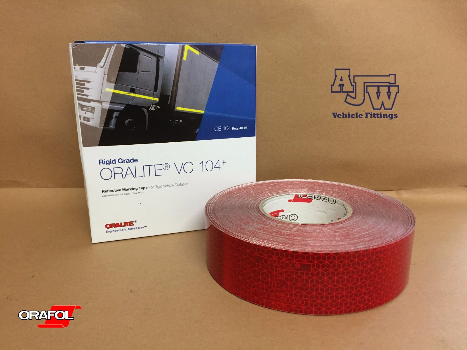 ORAFOL ORALITE 5m x 50mm RED Reflective Conspicuity Tape ECE104 Truck Lorry