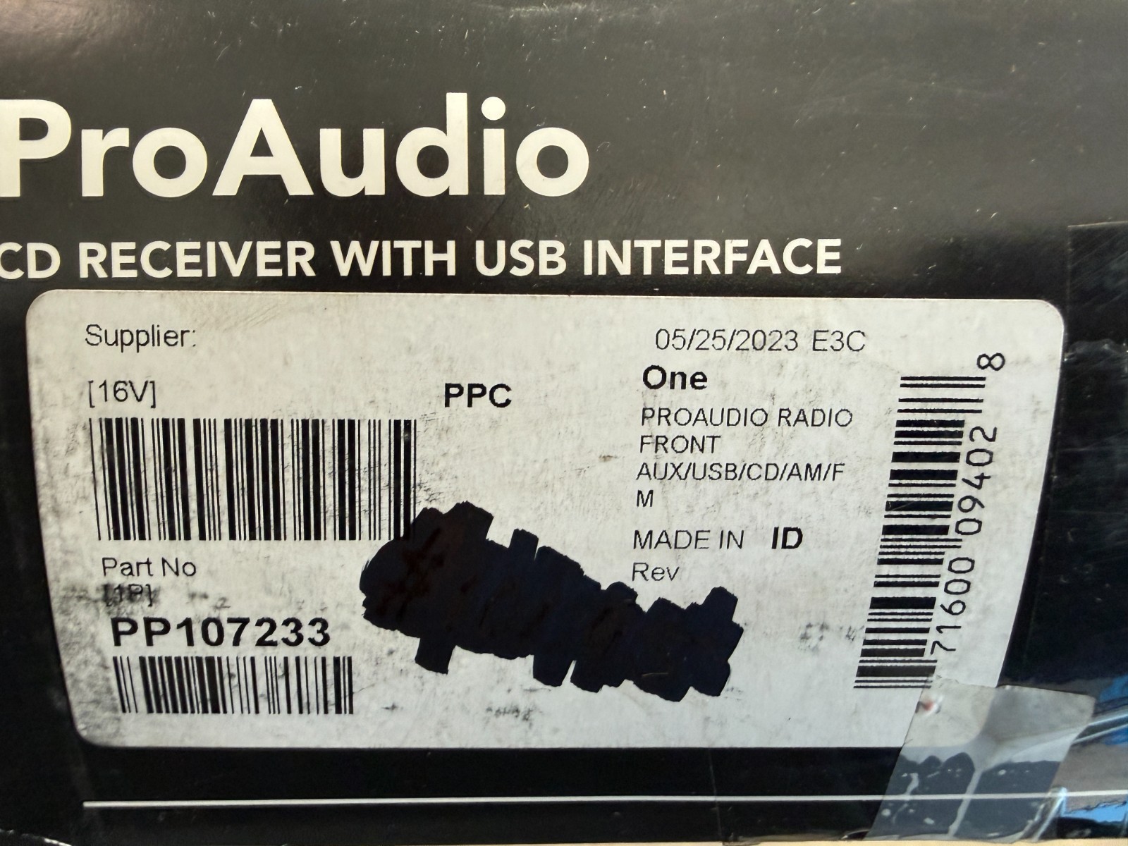 Pana Pacific ProAudio PP107233 AM/FM CD Player Receiver With Front USB Port