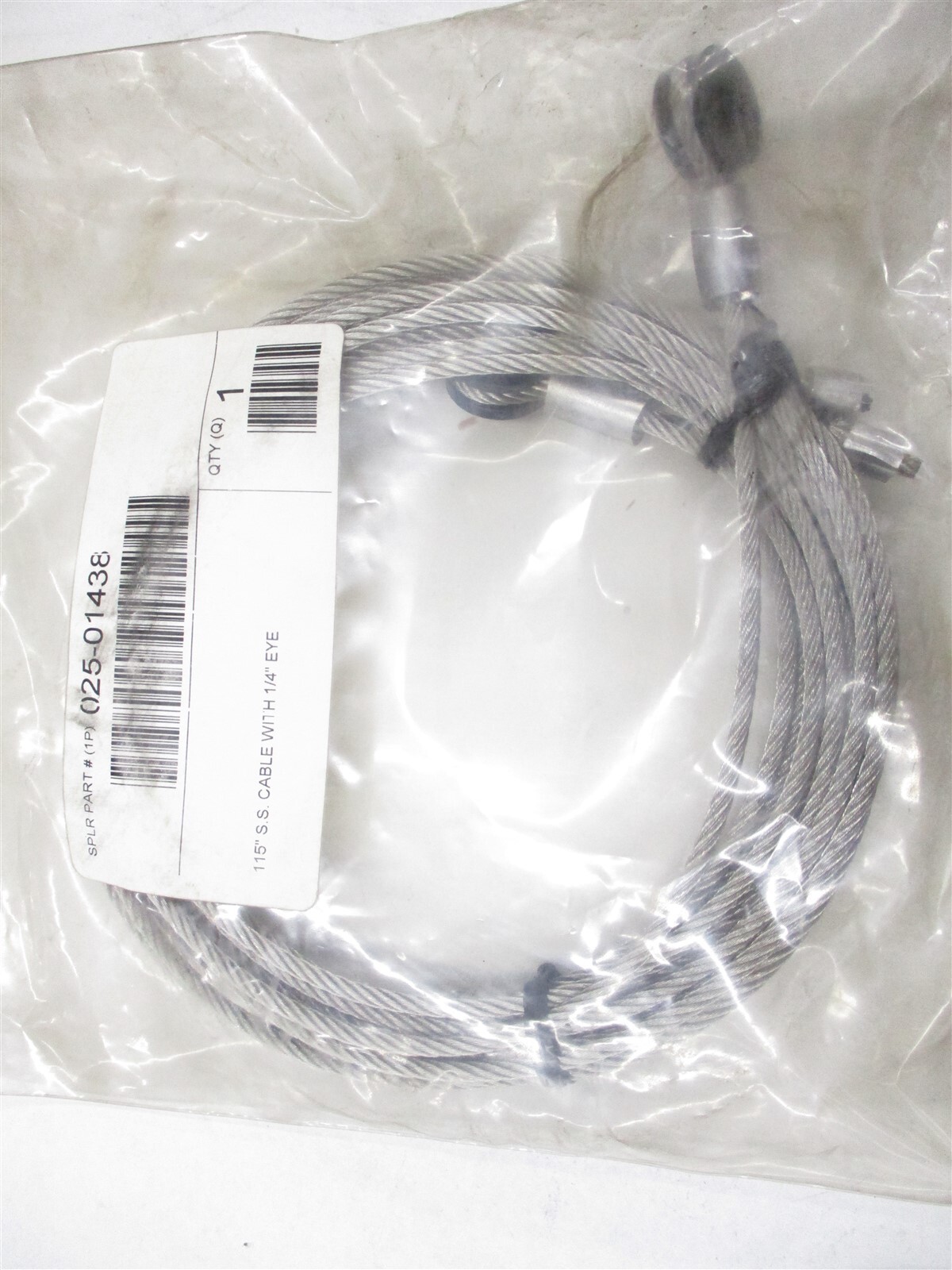 025-01438 NEW TRAMEC SLOAN ROLL-UP DOOR CABLES (PAIR) 115″ 1/4″ EYE STAINLESS