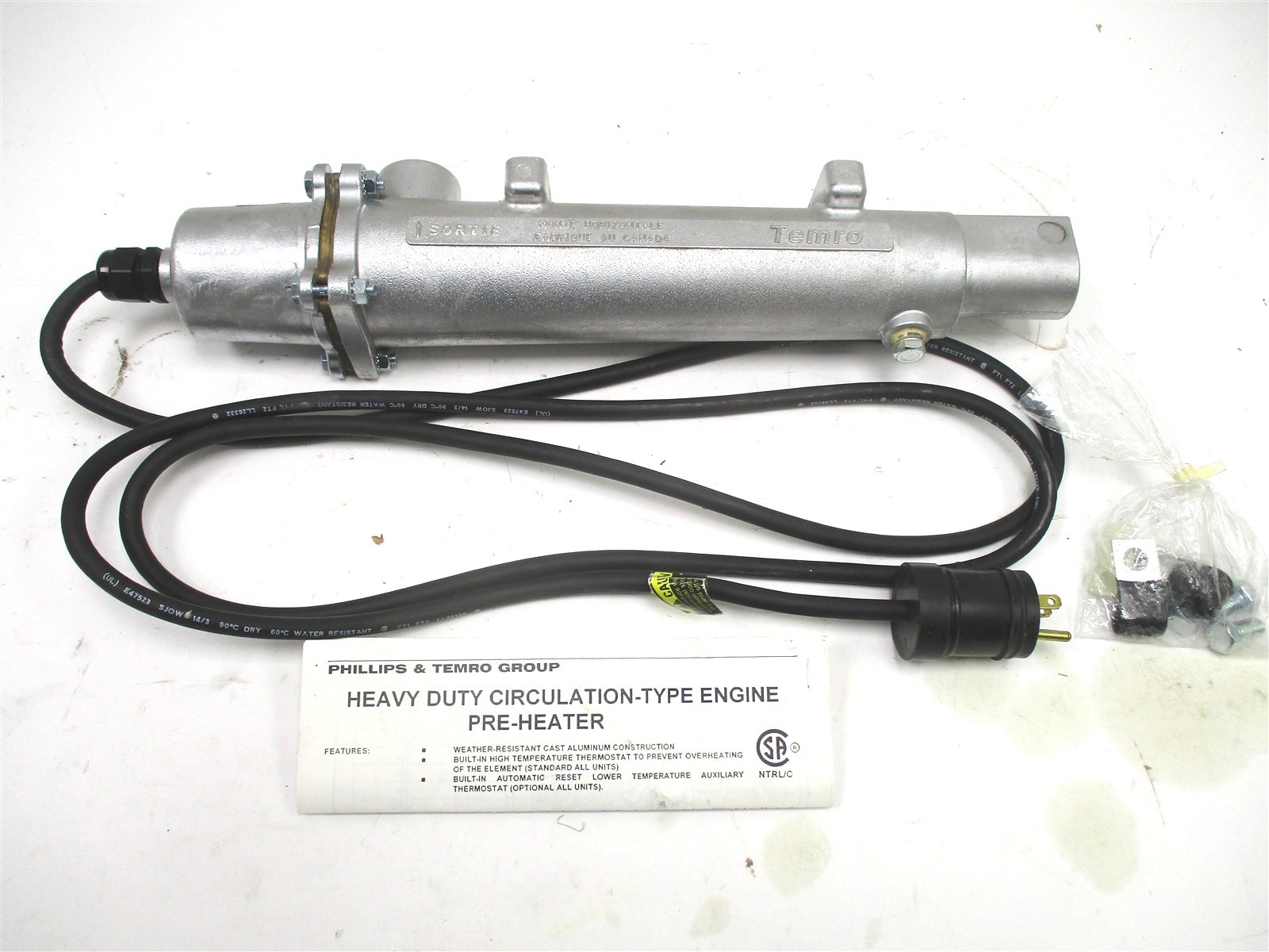 3310006 PHILLIPS HORIZONTAL COOLANT CIRCULATION ENGINE PRE-HEATER 1500W 120V