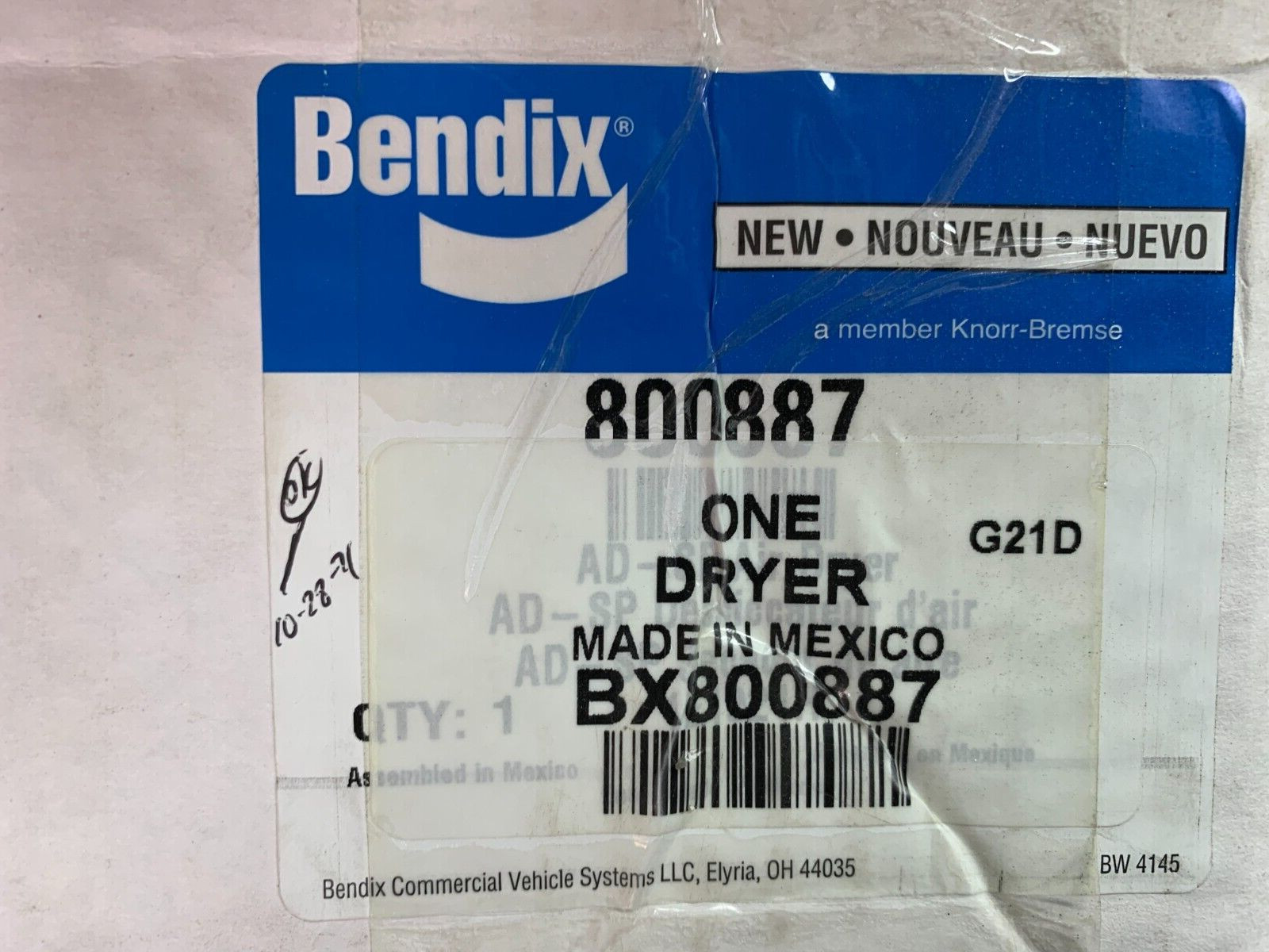 Genuine Bendix BX800887 Brake Air Dryer AD-SP 12v 90w Heater & Thermostat
