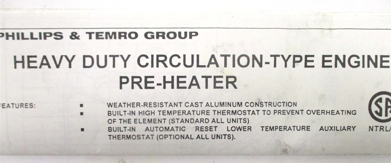 3310006 PHILLIPS HORIZONTAL COOLANT CIRCULATION ENGINE PRE-HEATER 1500W 120V