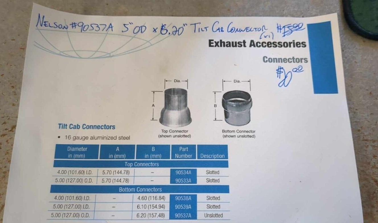 Nelson 90537A 5″ OD 6.20″ Tilt Cab Connector Aluminized Steel