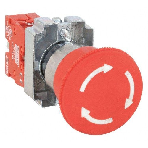 Dayton 30G253 Emergency Stop Push Button, 40mm Mushroom Head, Size: 22mm