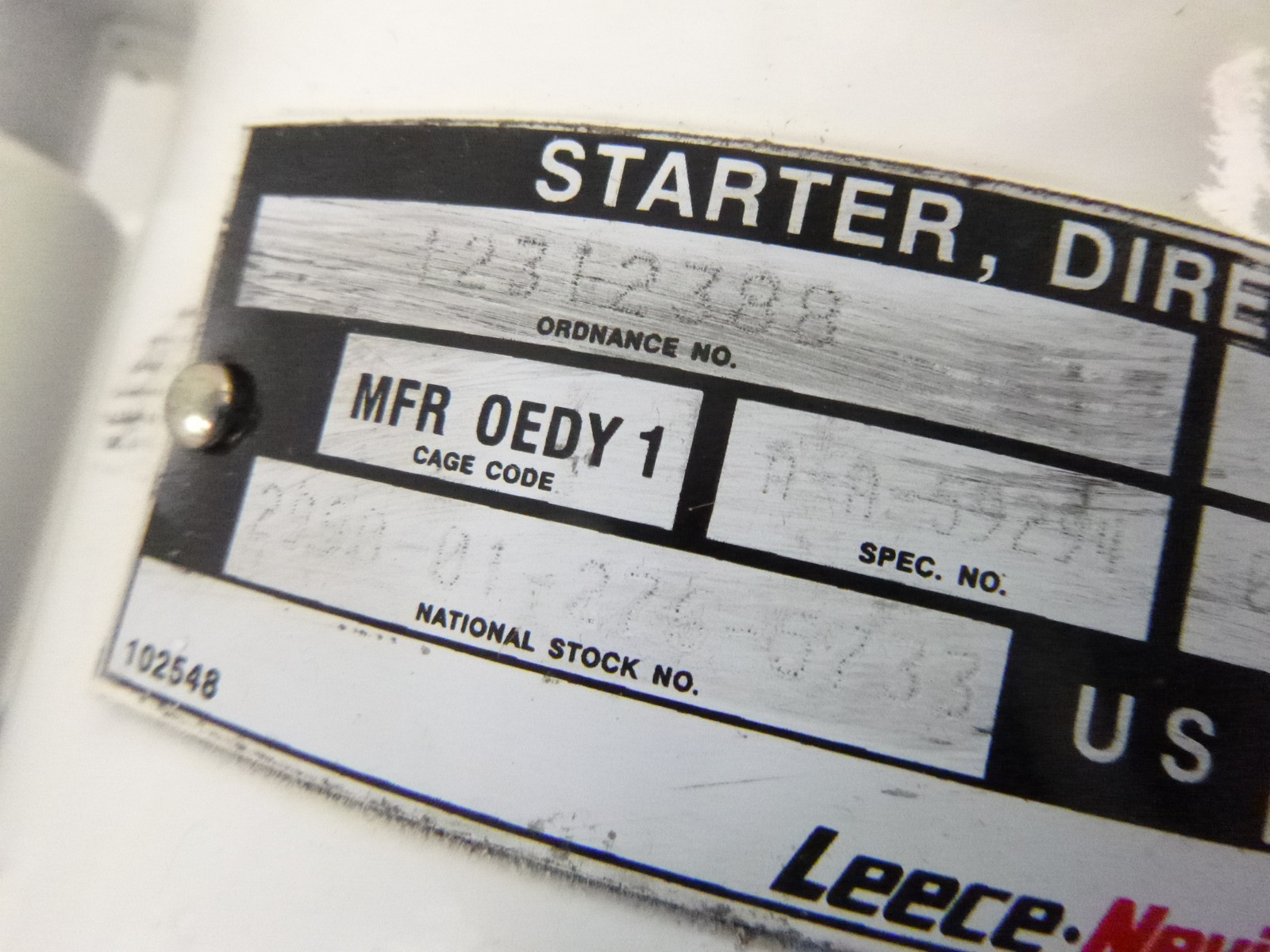 Leece Neville M0017414MD Gas Turbine Starter Motor 24 Volt 2990-01-276-5733