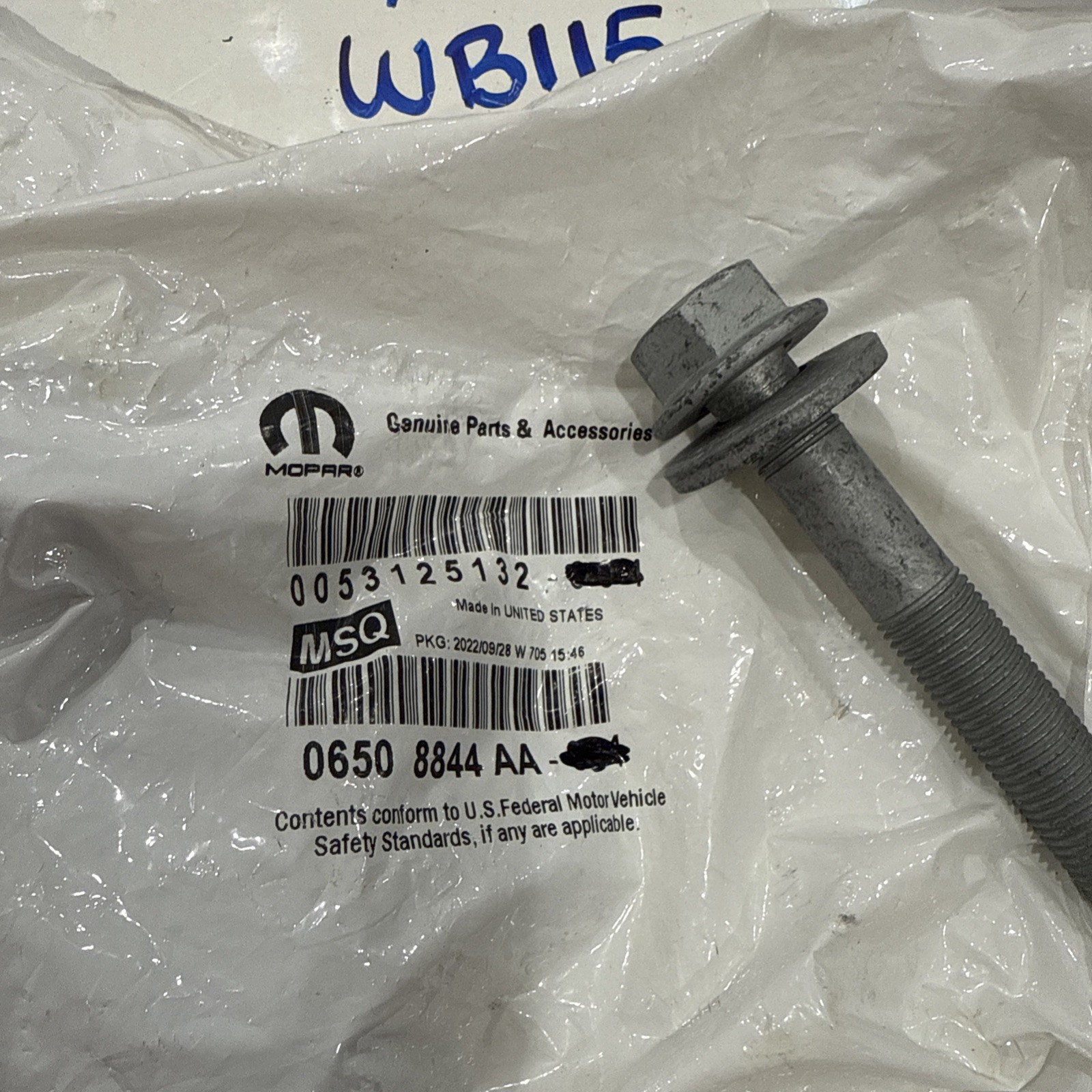 (1) Genuine Mopar 6508844AA Bolt-HEXAGON FLANGE Head, Sold Individually
