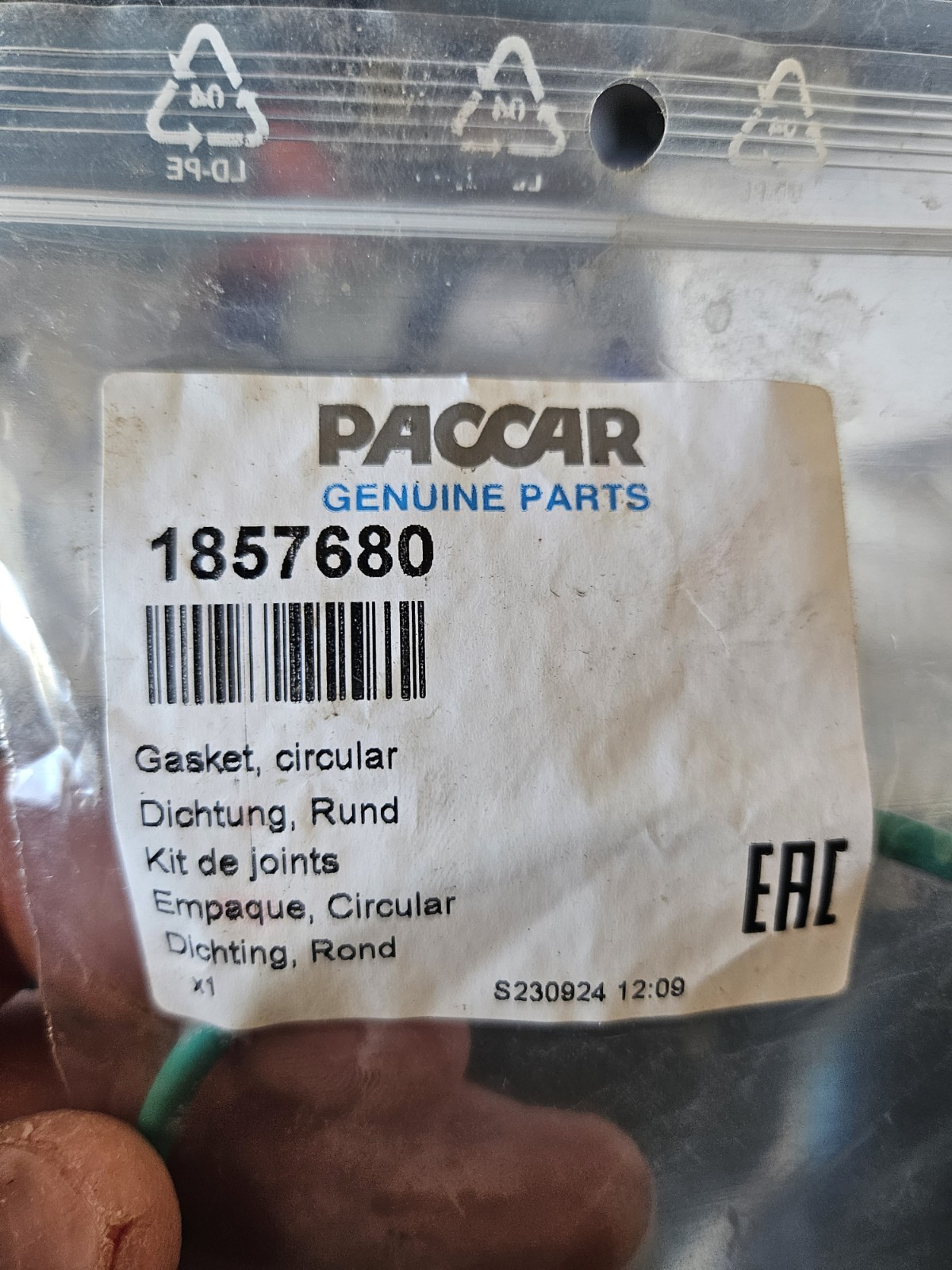 Paccar Gasket Circular 1857680 OEM NOS PACCAR 1857680 FREE SHIPPING
