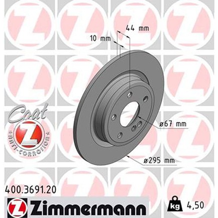 Zimmermann 400 3691 20 Disc Brake Rotor For Mercedes Benz
