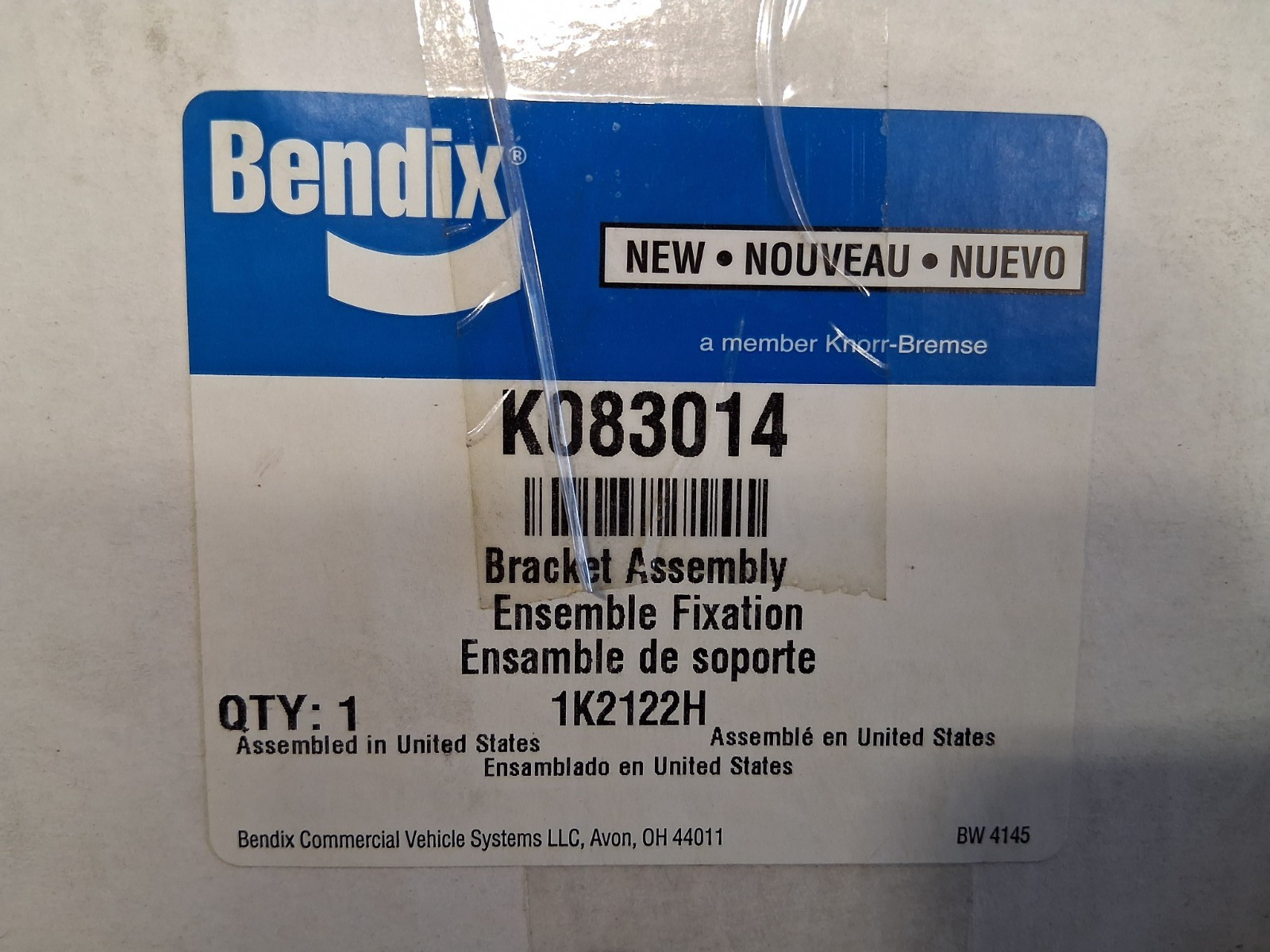 Bendix 10221 BRACKET AND TUBE BRAKE CHAMBER SUPPORT K083014