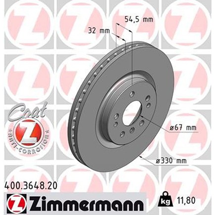 Zimmermann 400.3648.20 Disc Brake Rotor