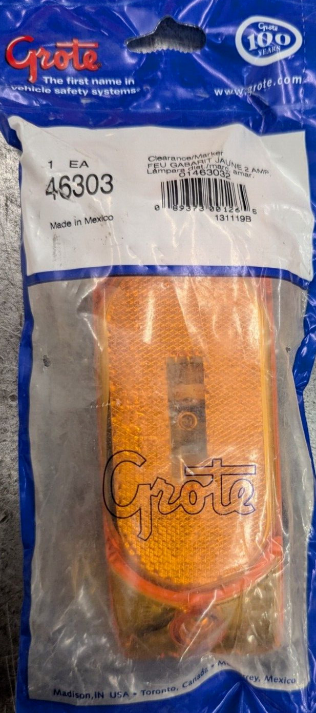 46303 GROTE Amber Yellow Reflective Marker Light Lamp Trailer Truck Side