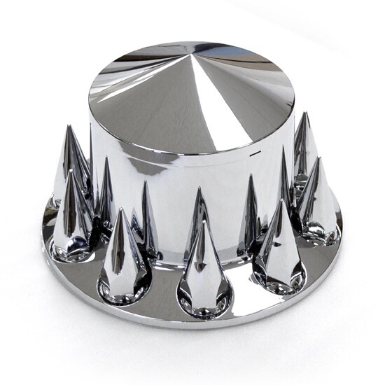 CHROME POINTED AXLE COVER COMBO KIT W/ 33mm SPIKE NUT COVERS & LUGNUT TOOL