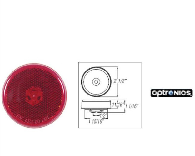 Qty 2** Optronics MCL59RB Red Round LED Marker/Clearance Light 2.5”