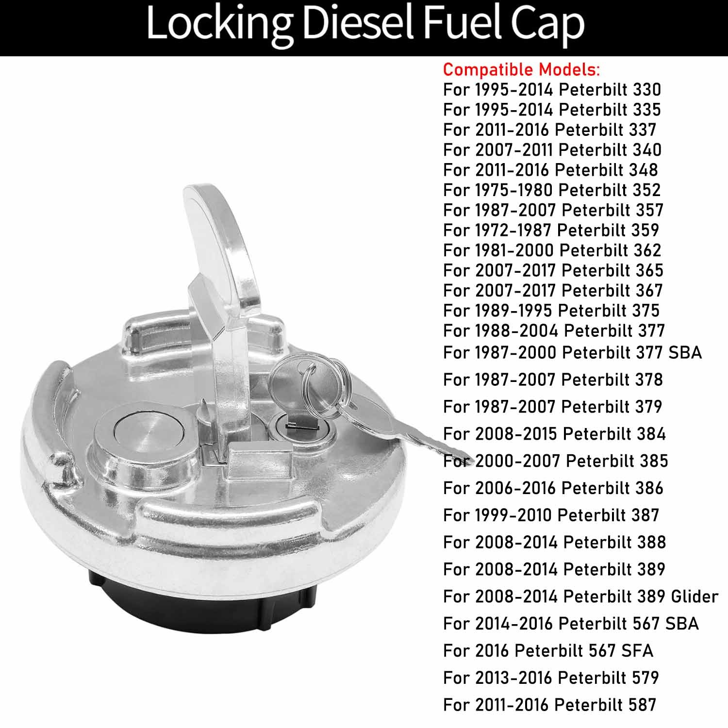 New 2* 600212 Aluminum No Locking Diesel Fuel Caps 11-04859-200 For Peterbilt