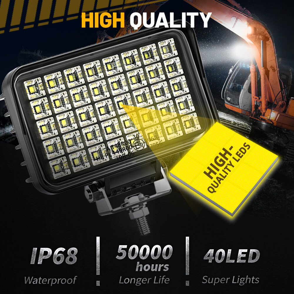 2X 6 Inch Led Work Light Tractor Lamp 120W 8000Lumens Flood Light Off Road Truck