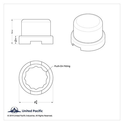 United Pacific 10750B Wheel Lug Nut Cover 7/16″ X 1/2″, Chrome, Plastic, Flat To