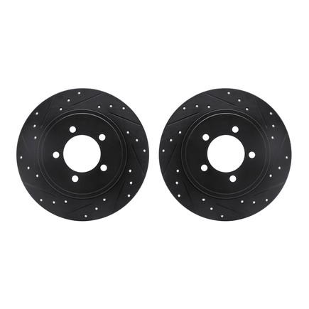 Disc Brake Kit-Rotors-Drilled and Slotted-Black with Heavy Duty Brake Pads DFC