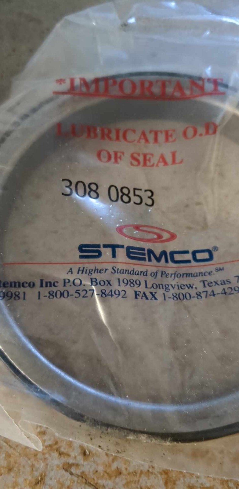 308-0853 STEMCO GUARDIAN HUB OIL WHEEL SEAL FRONT AXLE New Old Stock