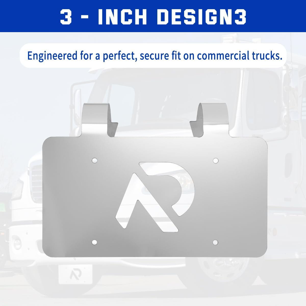 Stainless Deer Guard 3″ License Plate Holder Kit For Freightliner Volvo Kenworth
