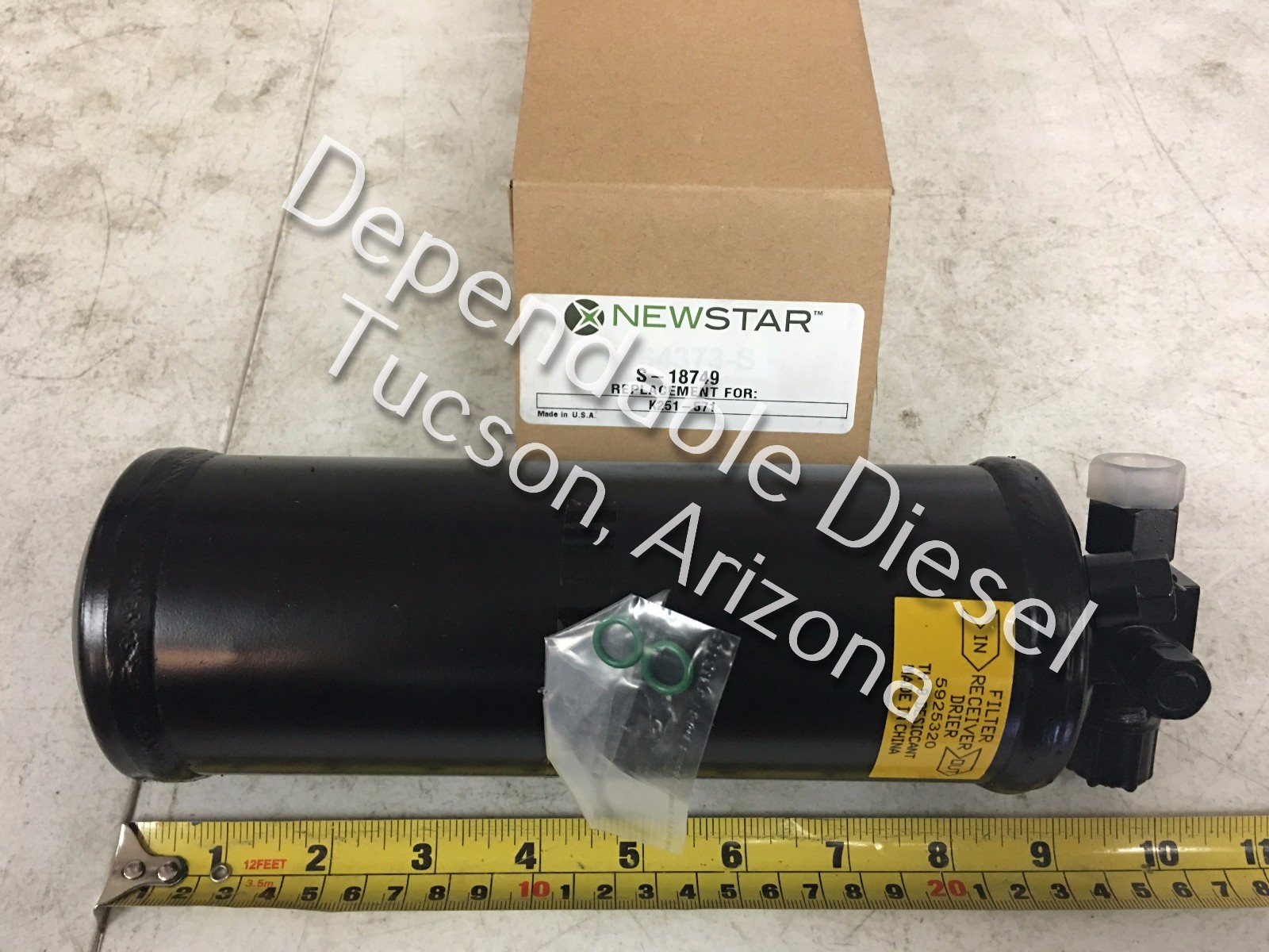 W900B K100 T400 Receiver Dryer. S&S # S-18749 Ref. # Kenworth K251-571, 1914003