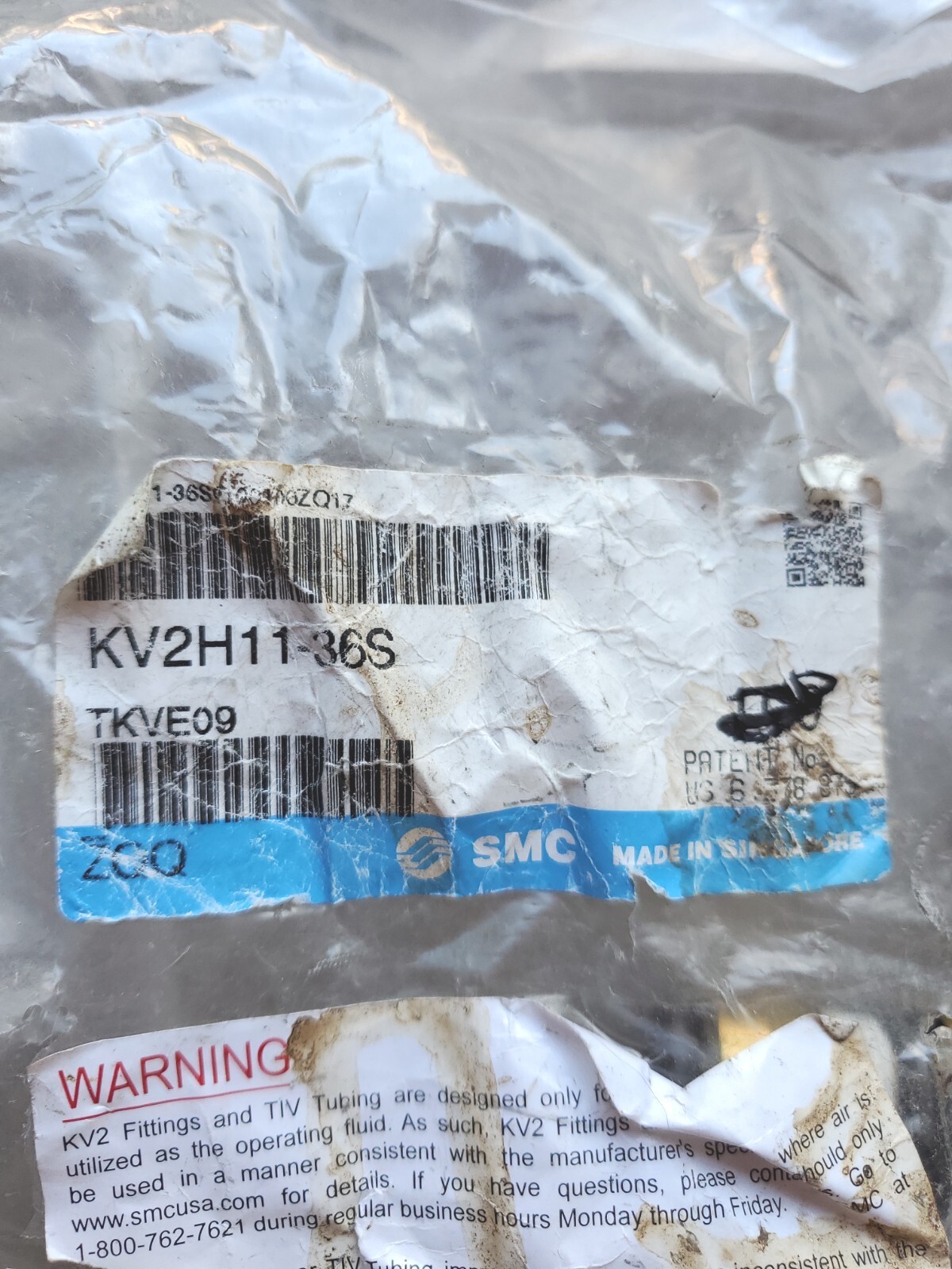 *20* SMC 3/8 MPT to 3/8 NT PTC Straight CONN – P/N SMC KV2H11 36S