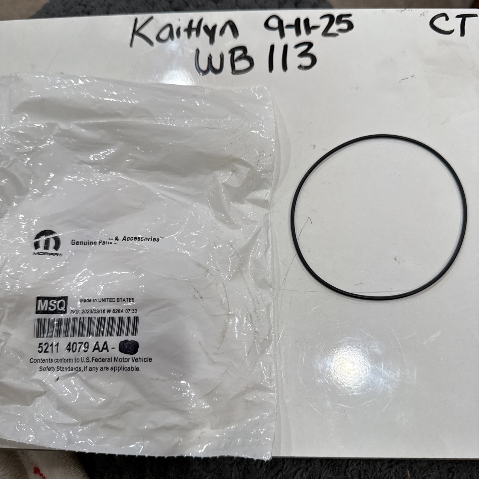 (1) Genuine Mopar O Ring Mounting 52114079AA, Sold Individually