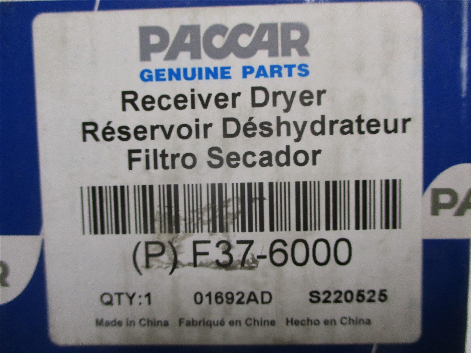 F37-6000 GENUINE PACCAR PARKER FILTER DRYER RECEIVER 74R2001 KENWORTH