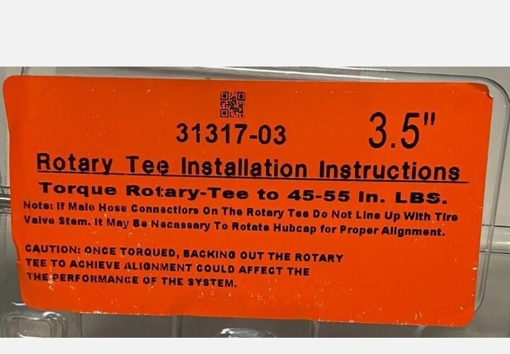 Meritor Tire Inflation Brass Thru Tee 31317-03 Stainless Steel Tube Dual Tire