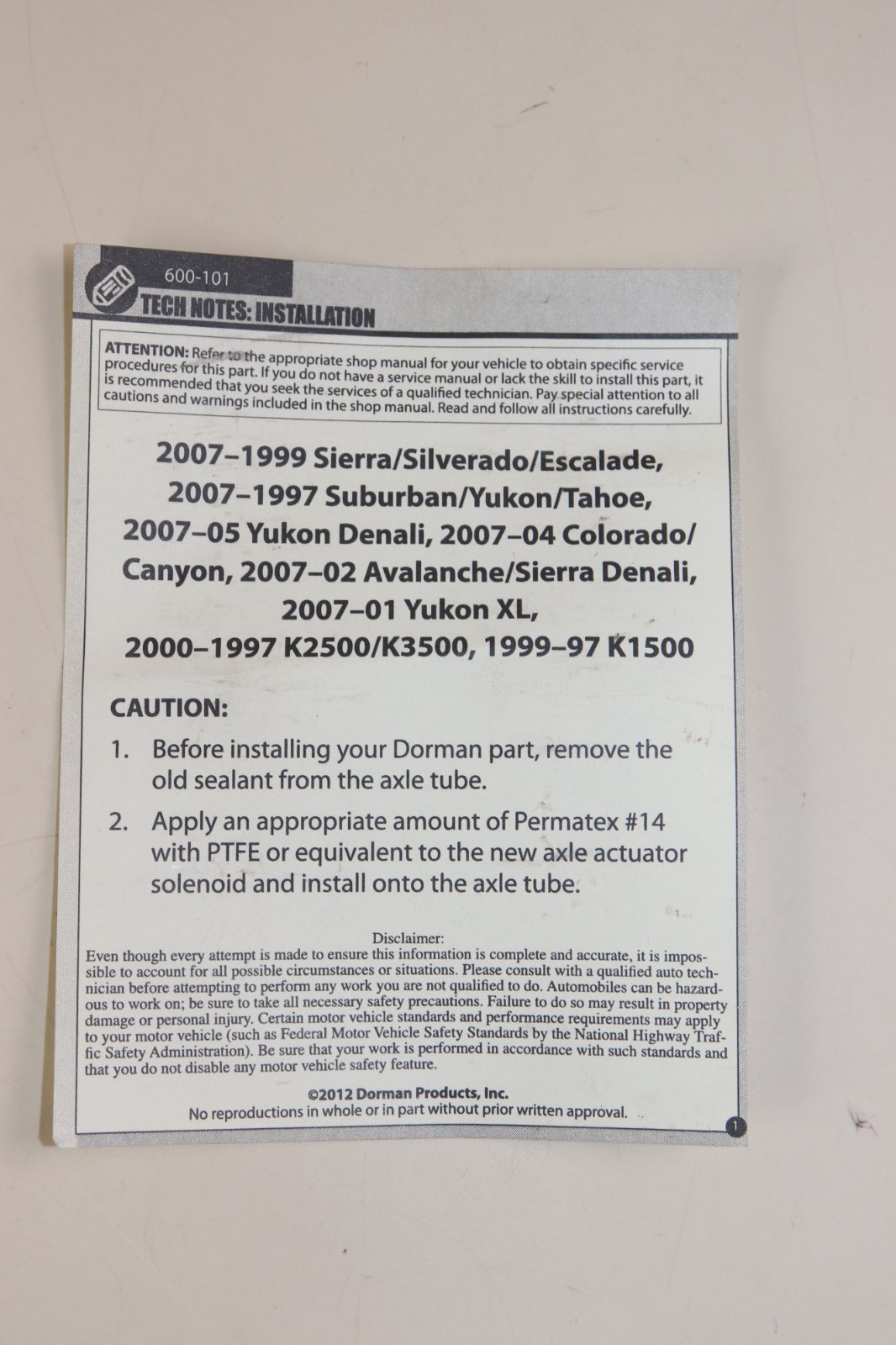 Dorman 4WD Actuator 600-101 – New Old Stock