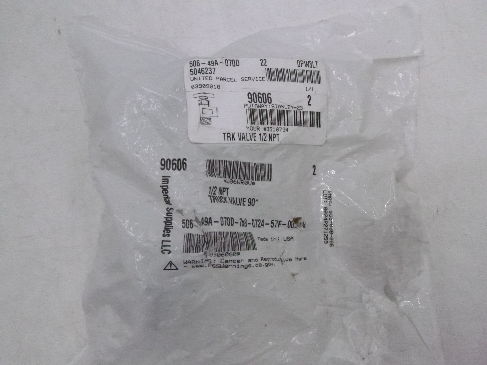 2 Pack Imperial Supplies 1/2 NPT Truck Valve 90°