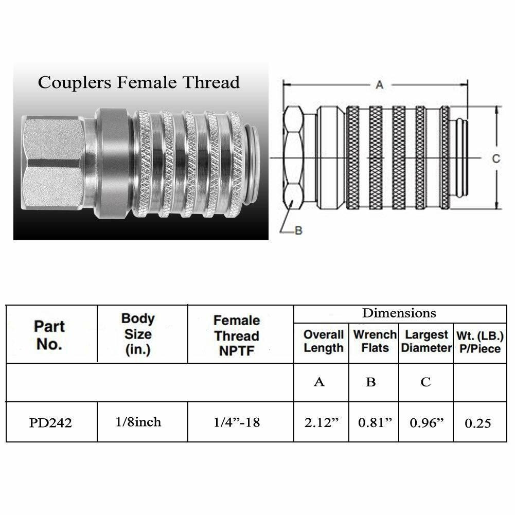 Test Port and Diagnostic Equipment Quick Coupler Female 1/4″-18 PD242 Series