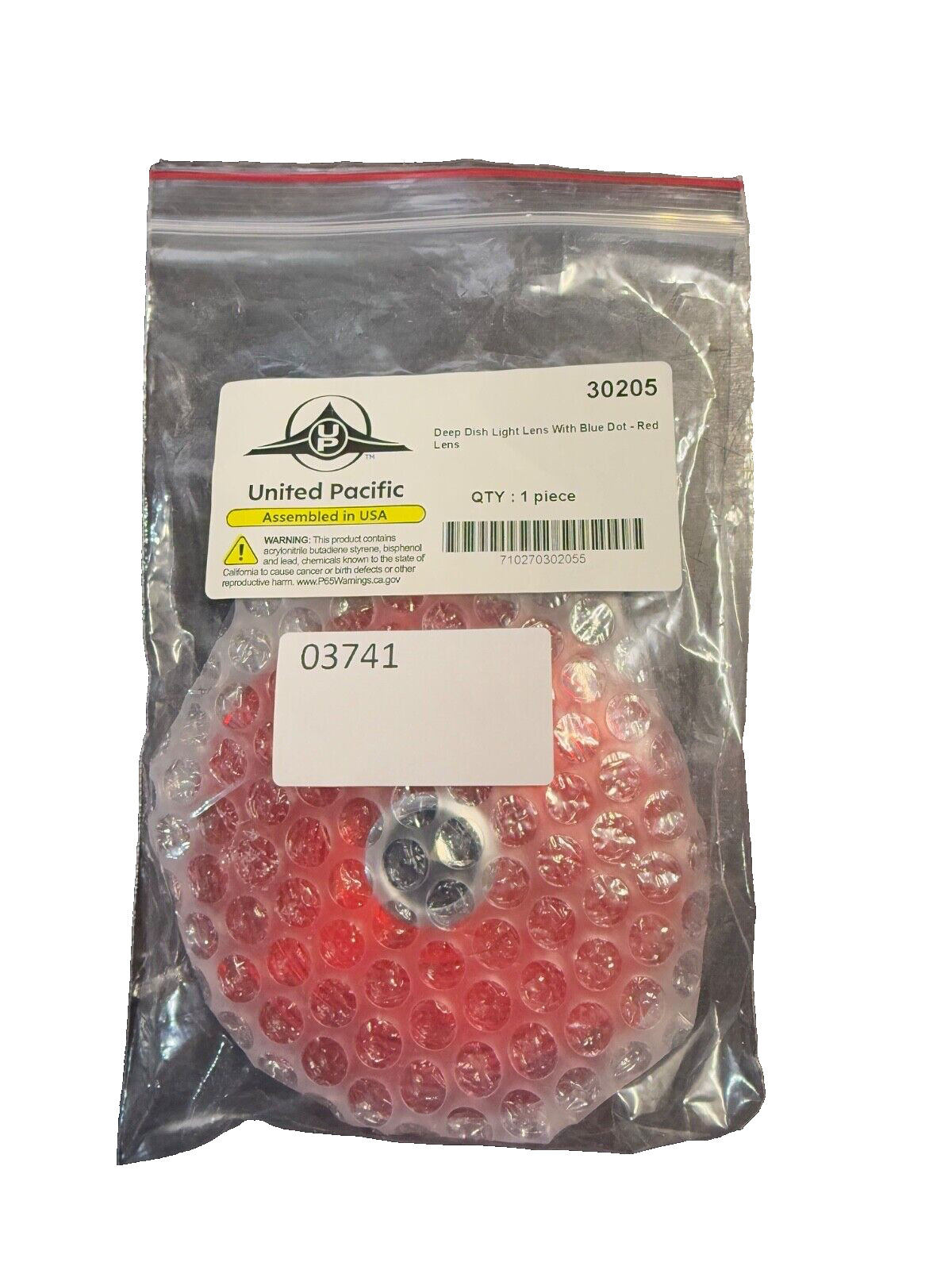United Pacific Deep Dish Light Lens, RED Lens w/ BLUE Dot P/N: 30205