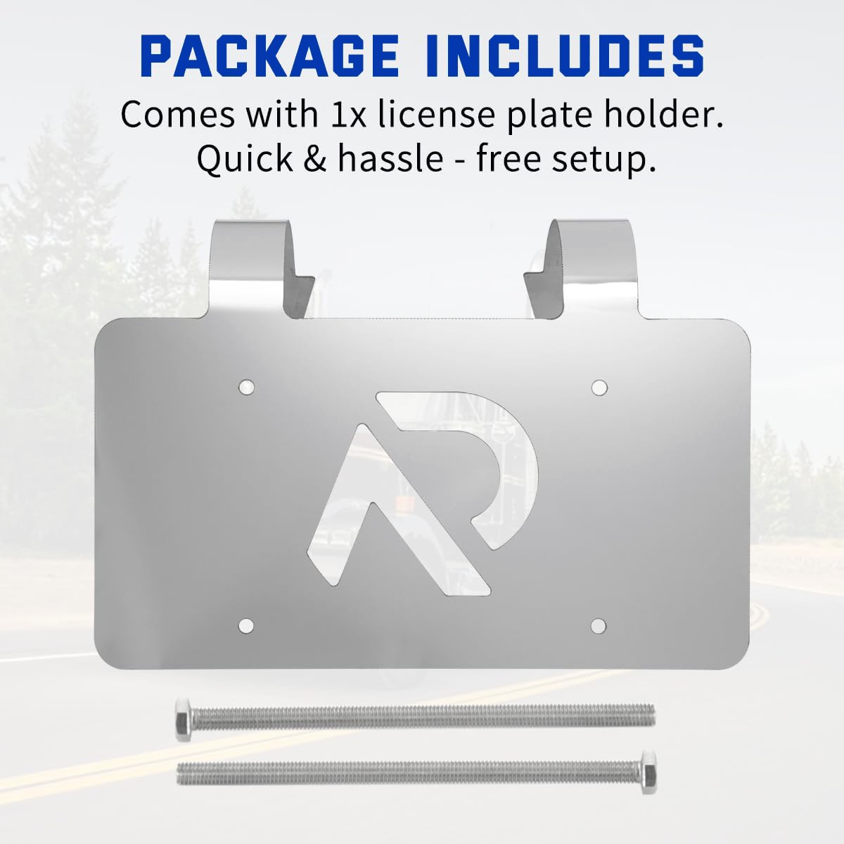 Stainless Deer Guard 3″ License Plate Holder Kit For Freightliner Volvo Kenworth
