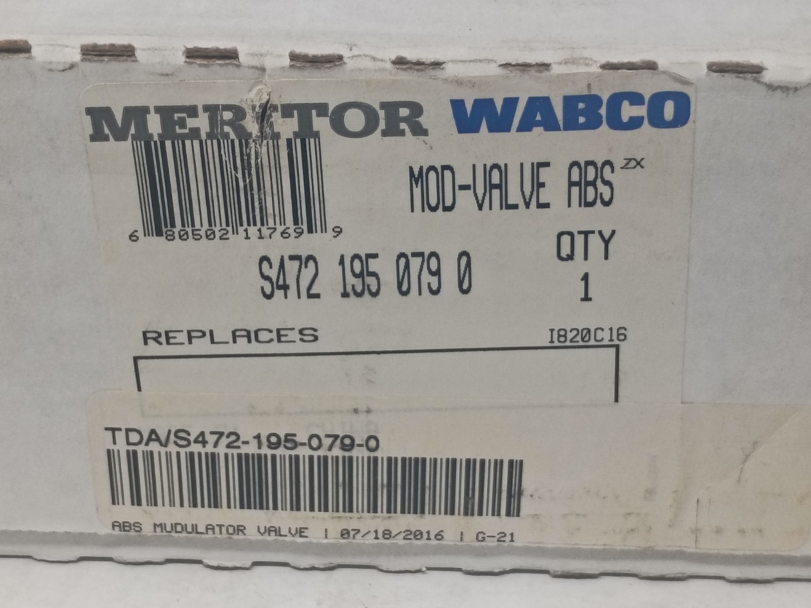 Meritor Wabco ABS Modulator Valve S4721950790 S472 195 079 0 Solenoid NOS