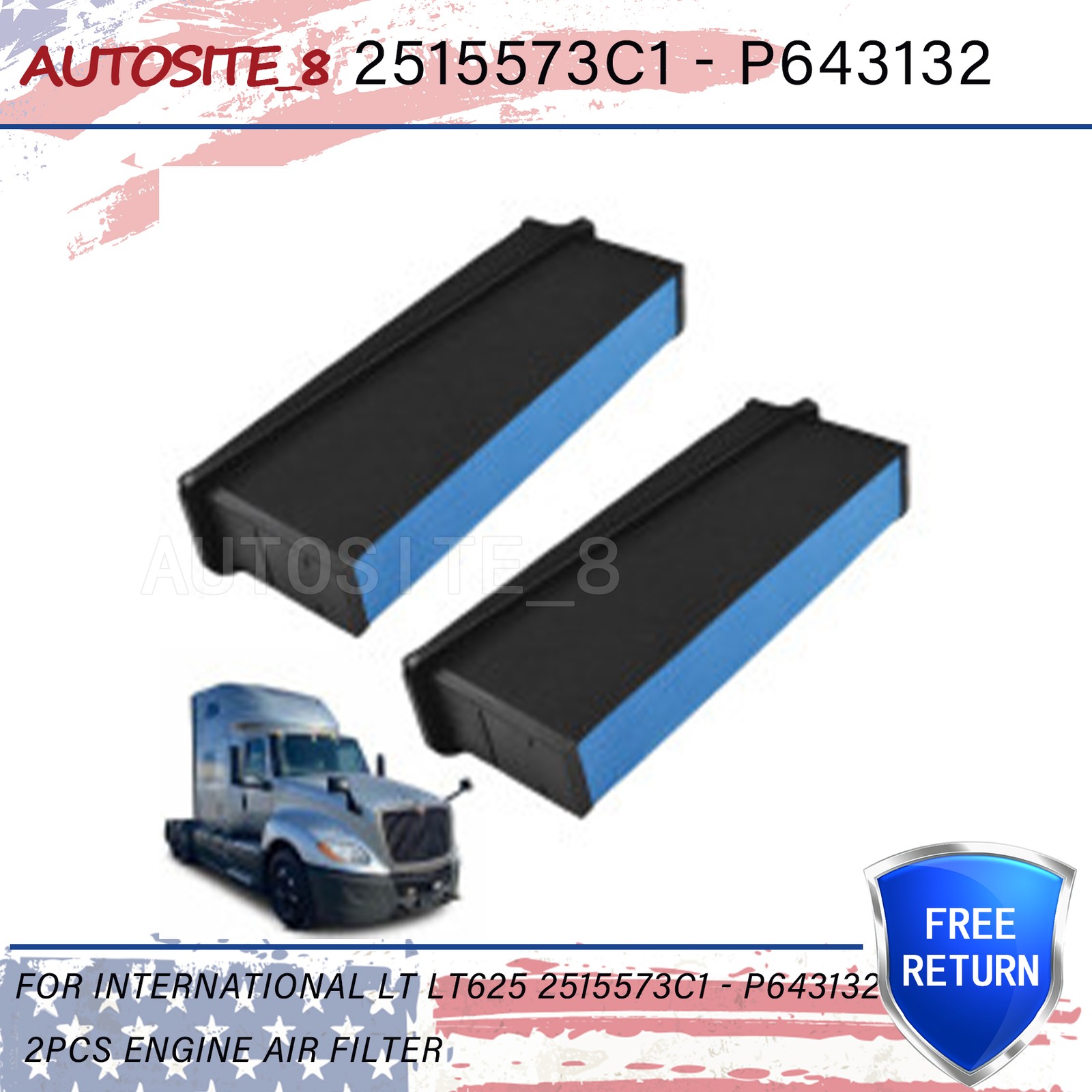 For International LT LT625 2515573C1 – P643132 2PCS Engine Air Filter