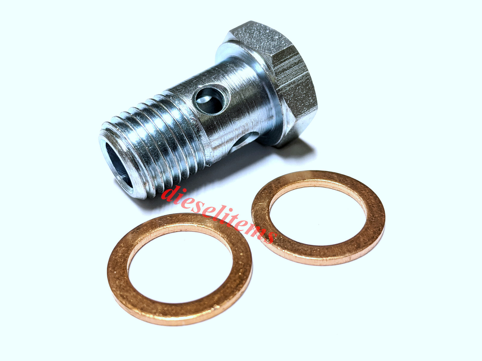 Banjo bolt & washers, Bolt M 14-1.5 Thread. Bolt head about 3/4″ Common Any Fuel