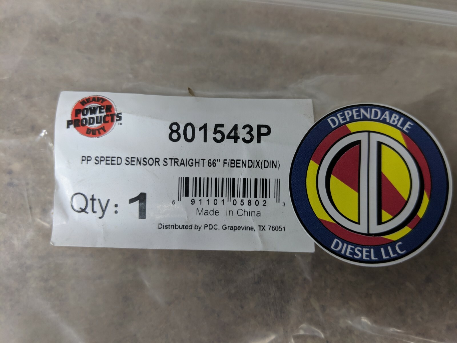 ABS Wheel Speed Sensor Straight 66″ PDC#801543P Ref Bendix 801543 300151 K051959