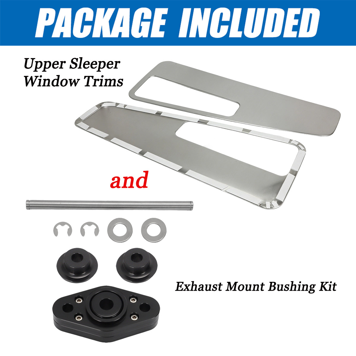 For Kenworth T680 Upper Sleeper Window Trims Kit and Exhaust Mount Bushing Kit