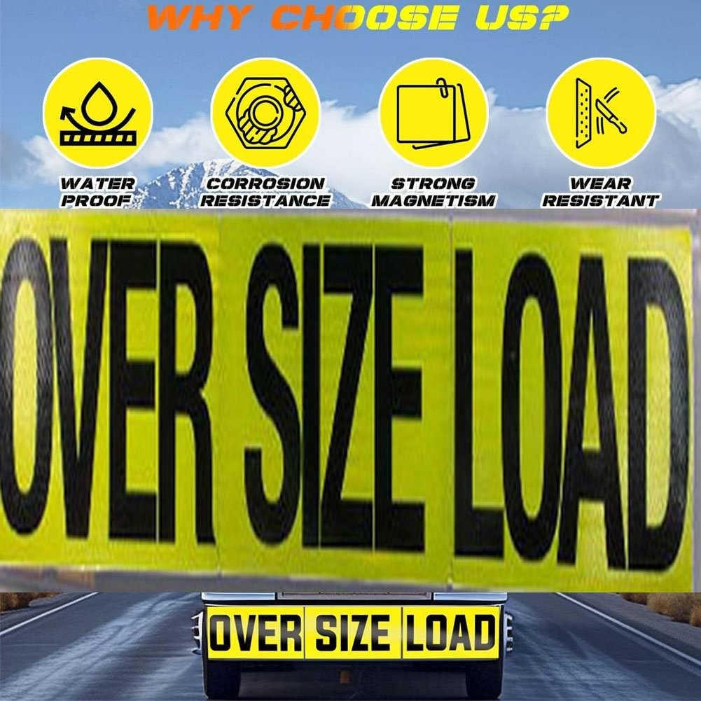 12″x60″ 3 piece Magnetic Oversize Load Sign for Escort/Pilot Car ~ Truck Safety